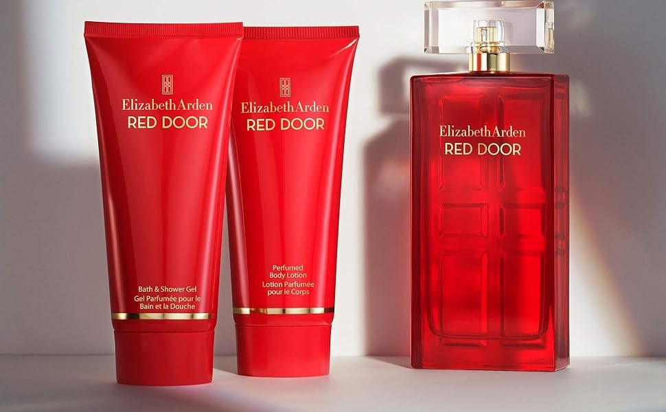 botella de perfume red door elegante y clasica