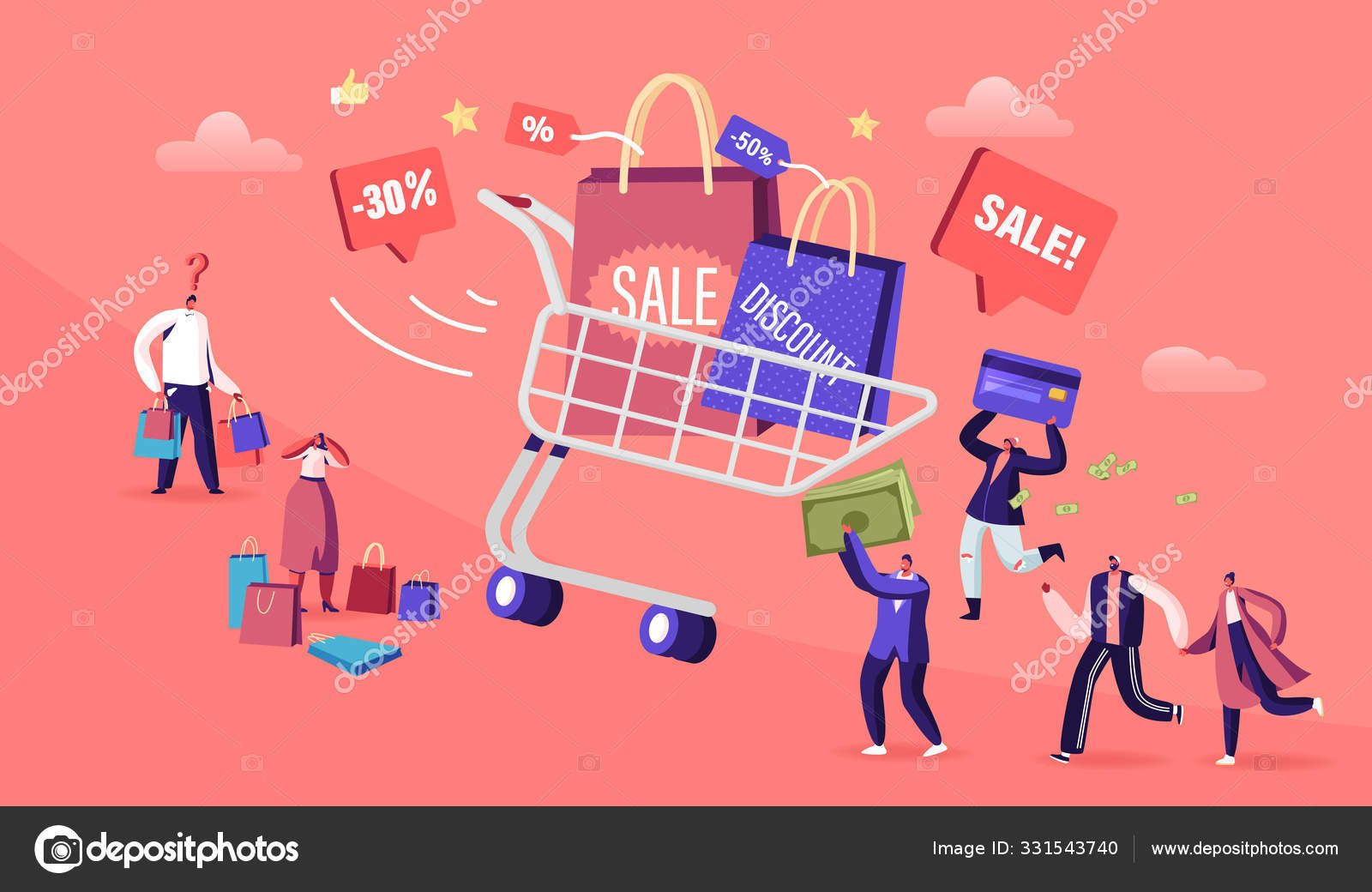 carrito de compras lleno de cupones