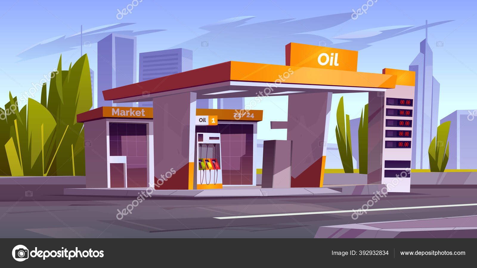 estacion de gas en paisaje urbano
