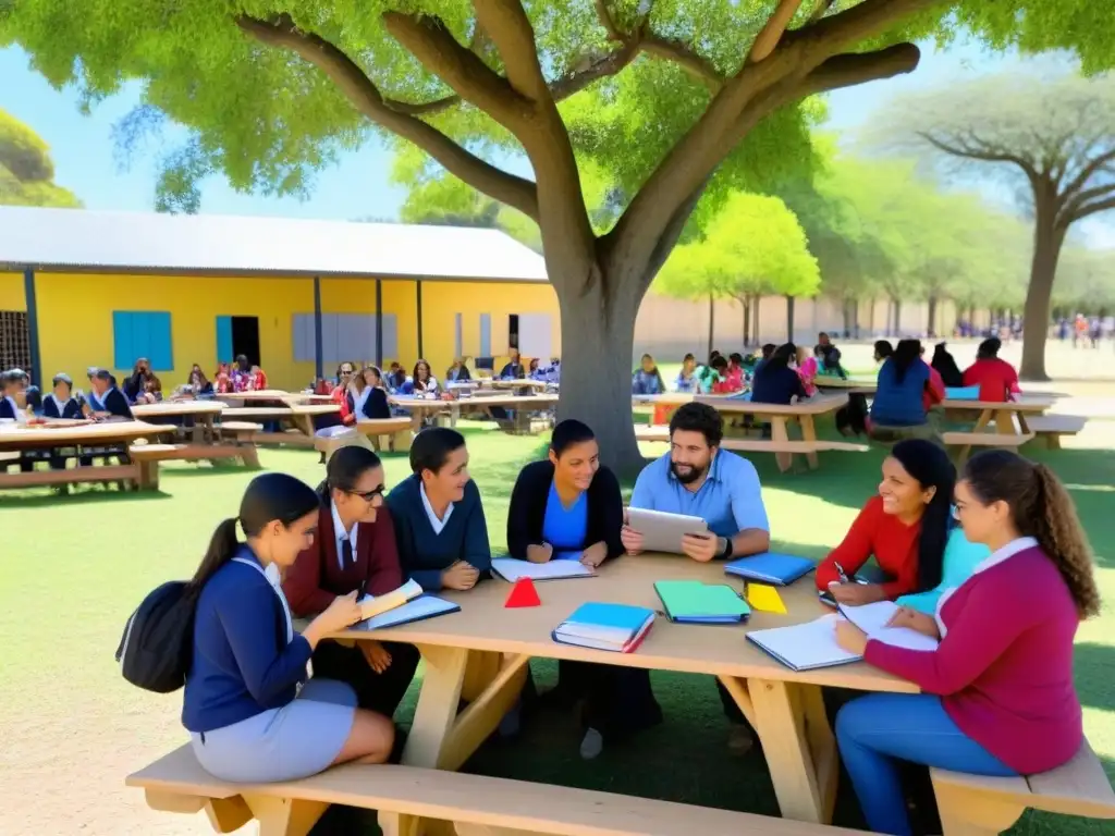 estudiantes colaborando en proyecto comunitario