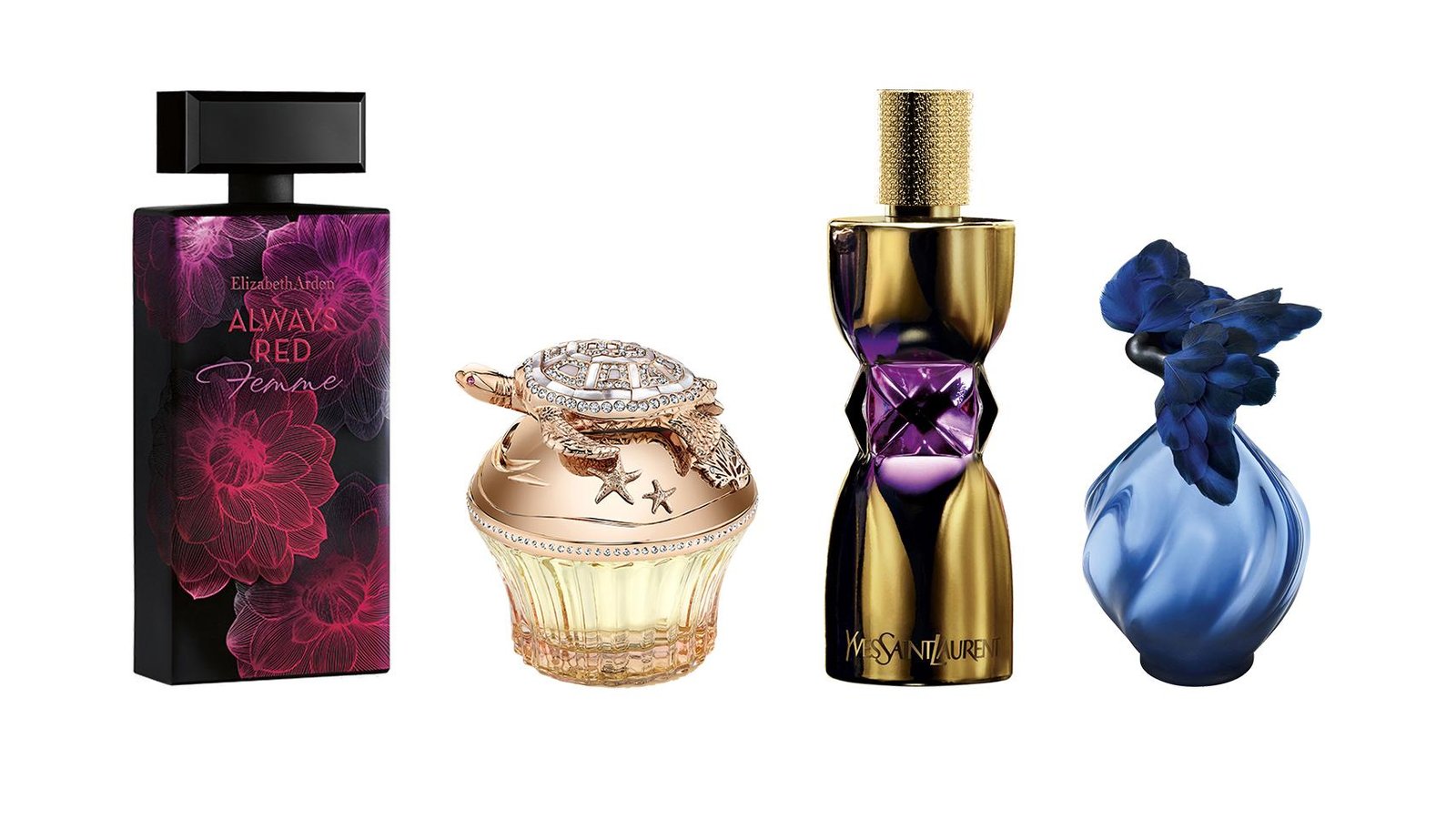 frascos de perfumes con destellos brillantes