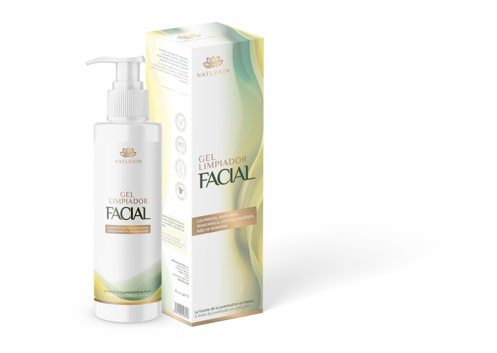 gel de limpieza facial sobre fondo natural