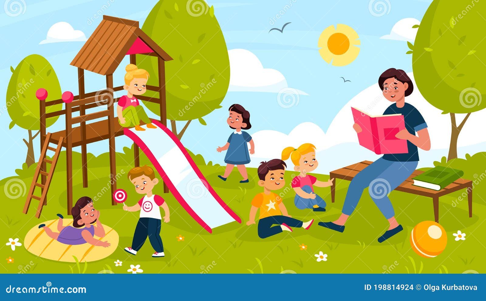 ninos jugando en un parque al aire libre