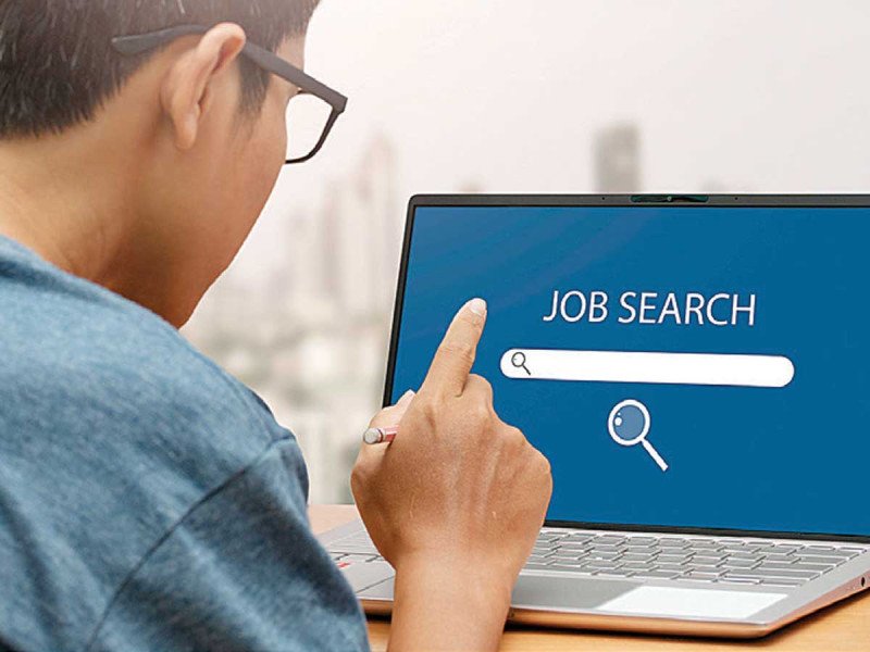 persona buscando empleo en una computadora