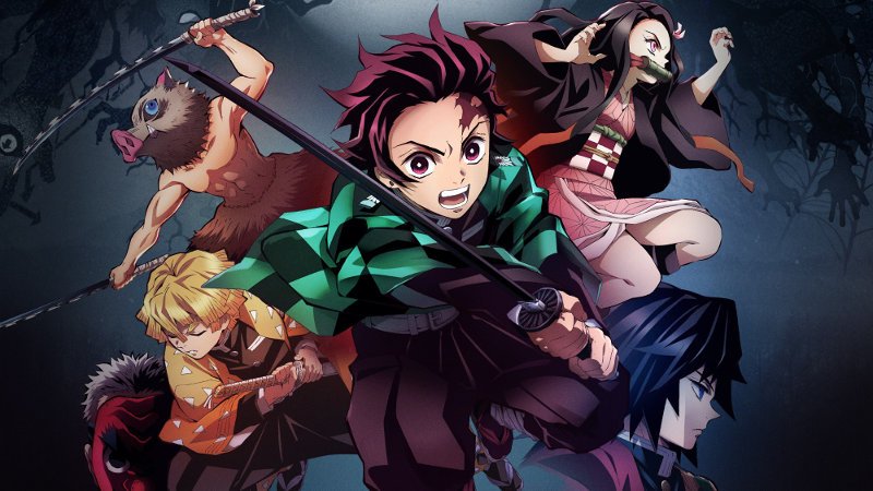 personajes de demon slayer en accion dinamica