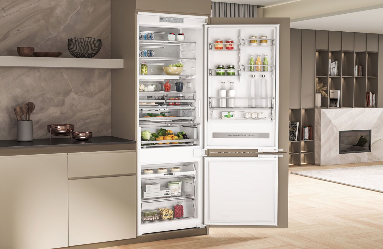 refrigerador no frost moderno en cocina
