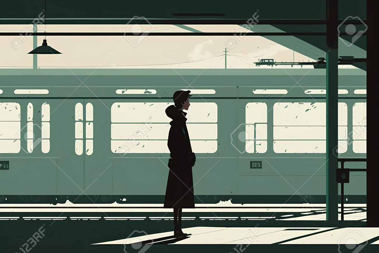 silueta de una mujer en un tren